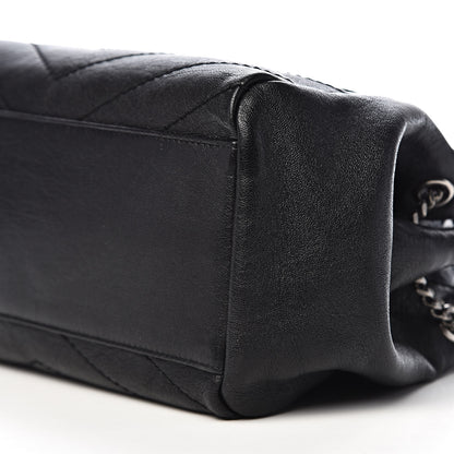 Saint Laurent Pebbled Lambskin Chevron Monogram Small Nolita Black 8 of 9