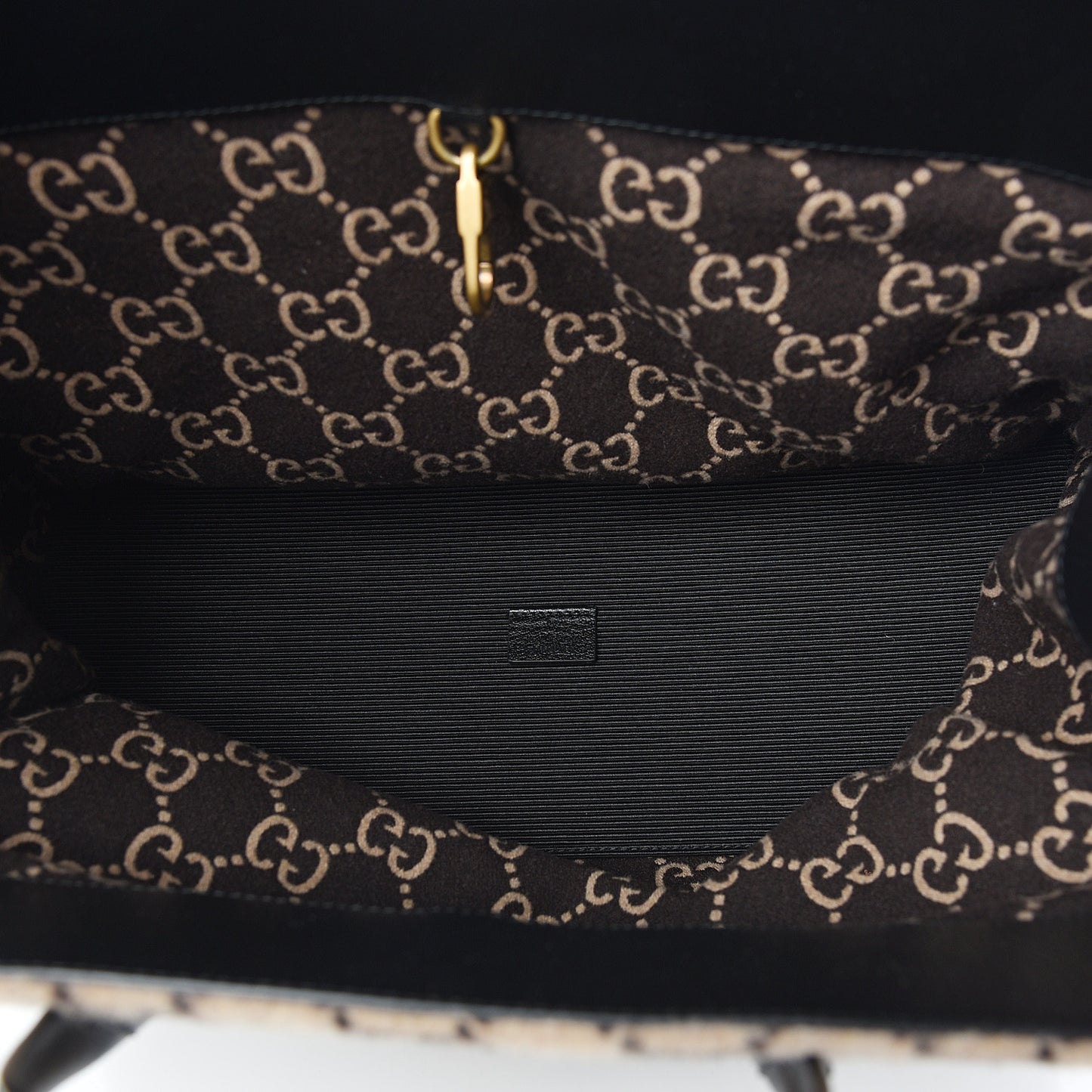 Covered Wool GG Monogram Large Tote Bag Beige Ebony