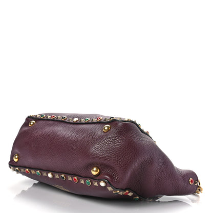 Valentino Garavani Grained Calfskin Small Rockstud Rolling Tote Rubin 7 of 7