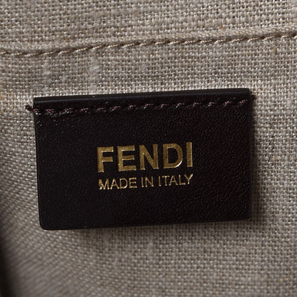 Fendi Pequin Cuoio Vegetale Shoulder Tote Tobacco Black Cuoio 7 of 14