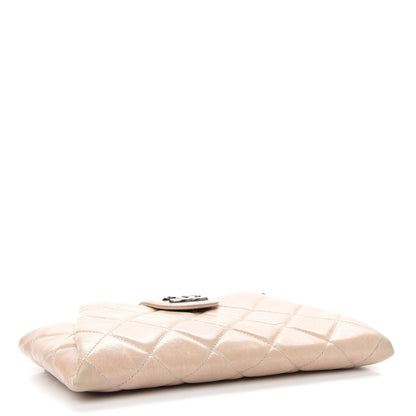 Chanel Glazed Calfskin Quilted Coco Pleats Chain Clutch Light Pink 3 of 10