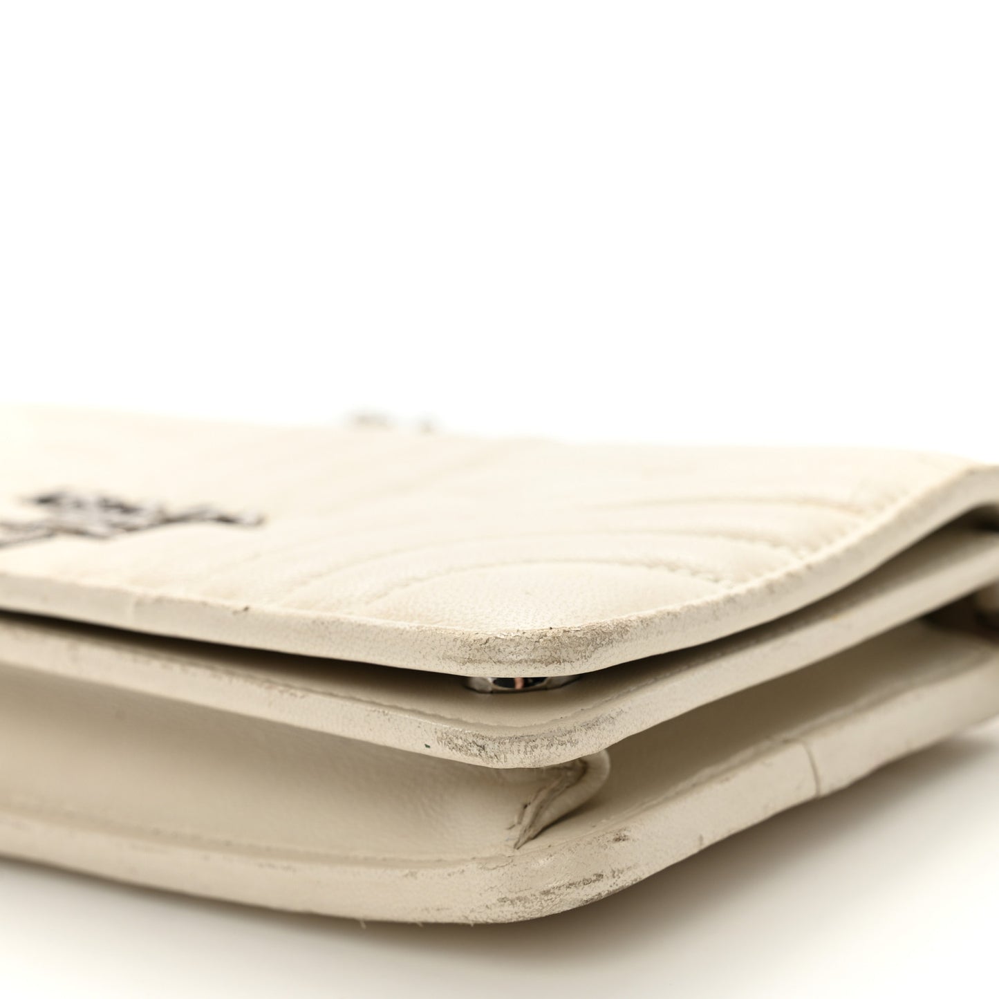 Soft Calfskin Impunture Diagramme Chain Wallet White