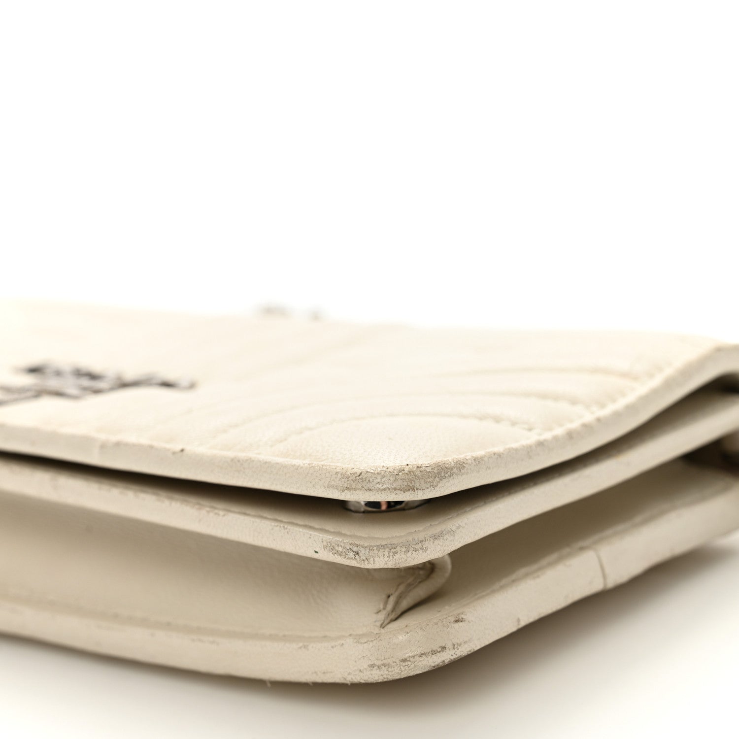 Prada Soft Calfskin Impunture Diagramme Chain Wallet White 9 of 12