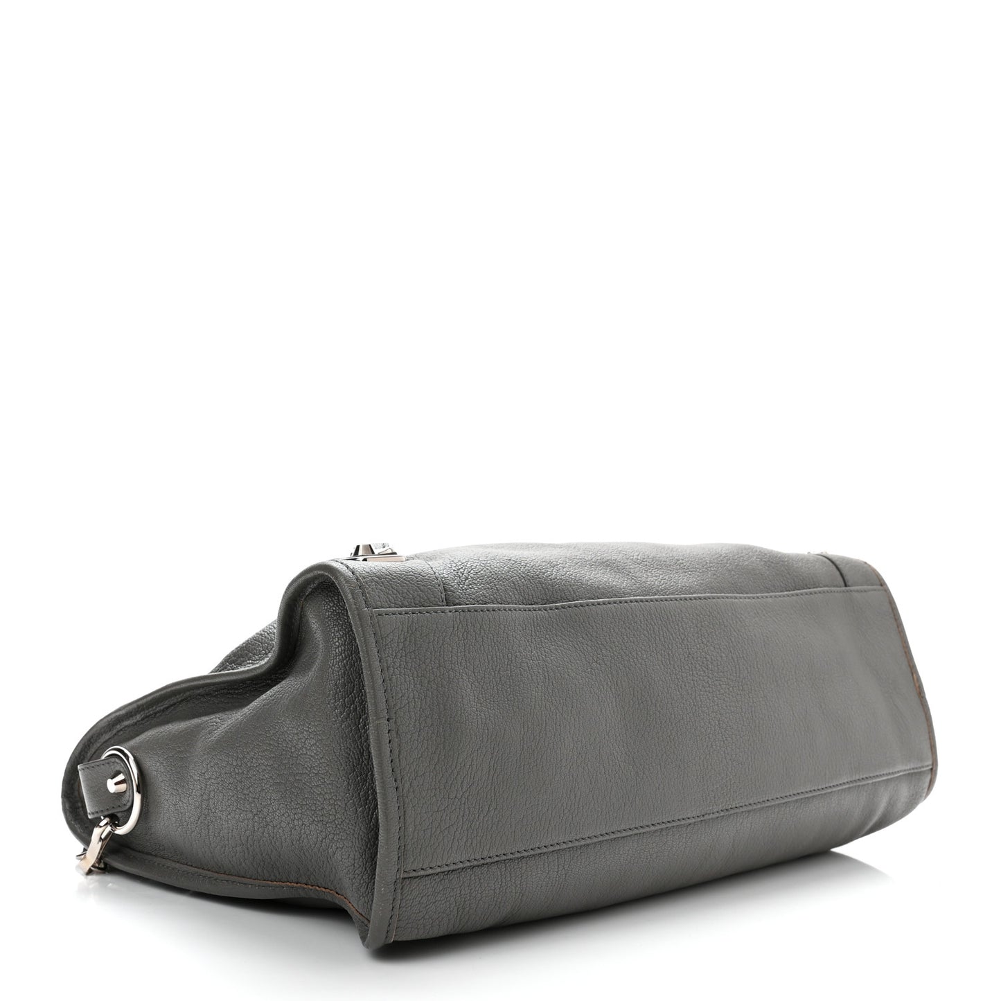 Chevre Silver Metallic Edge Hardware City Gris Acier