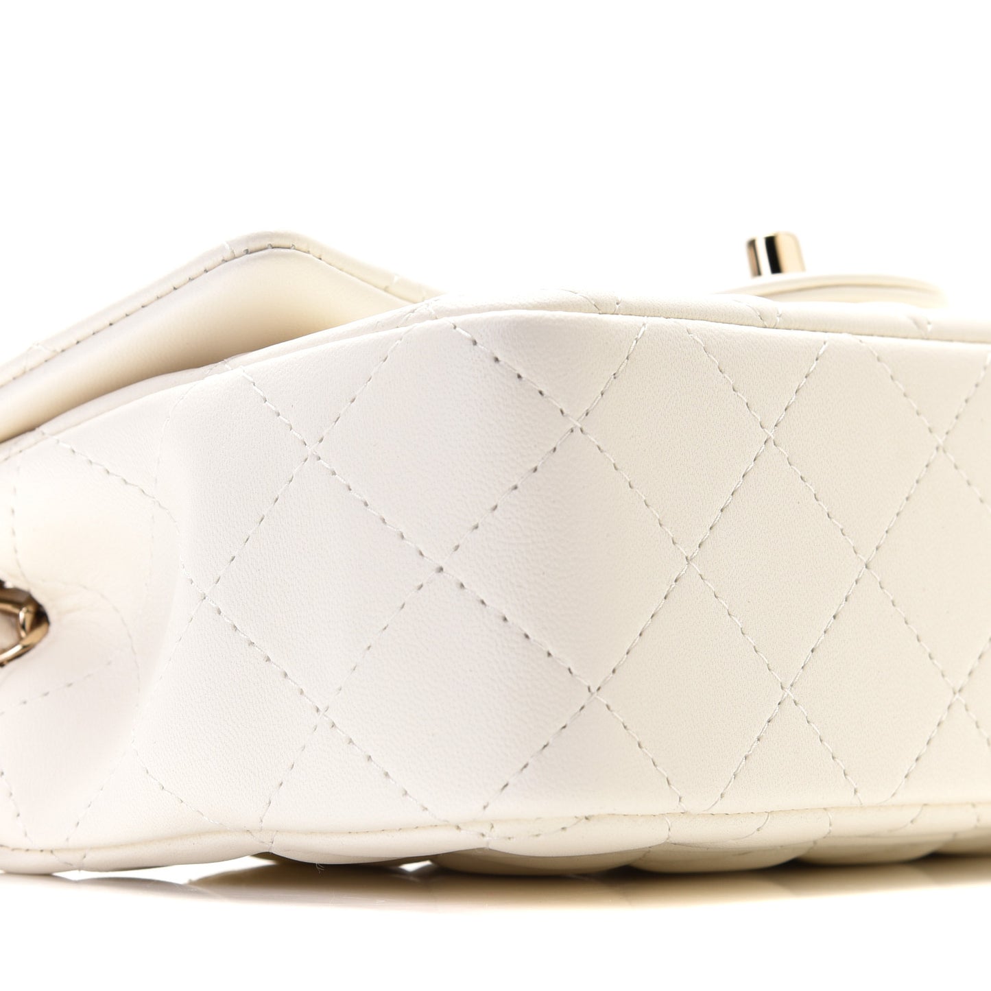 Lambskin Quilted Mini Rectangular Flap White