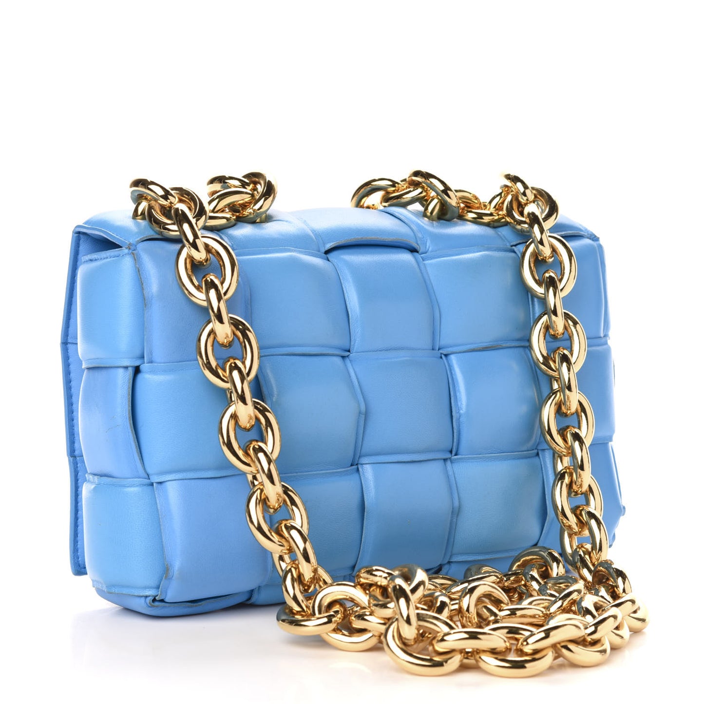 Lambskin Maxi Intreccio Padded Chain Cassette Crossbody Bag Swimming Pool