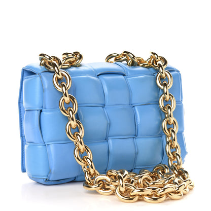 Bottega Veneta Lambskin Maxi Intreccio Padded Chain Cassette Crossbody Bag Swimming Pool 2 of 15