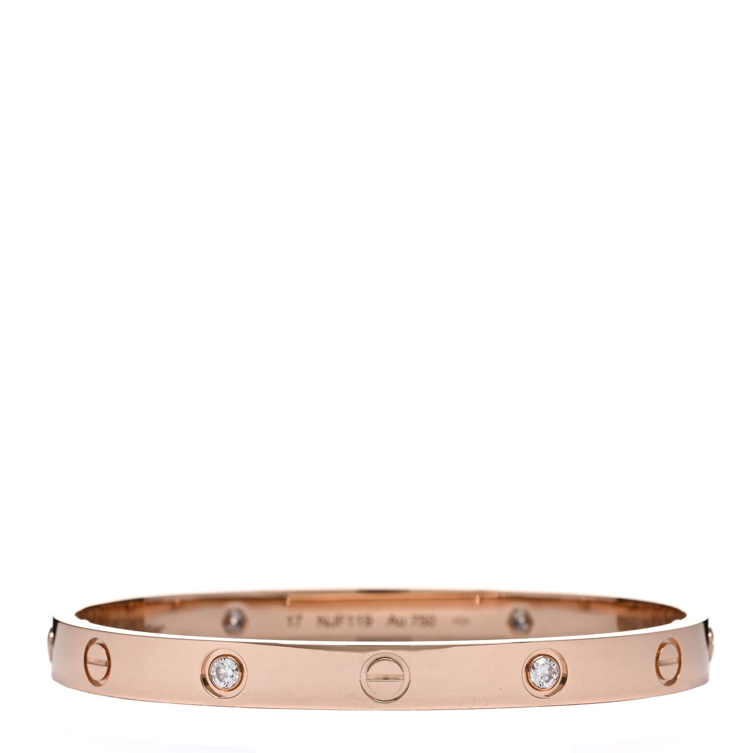Cartier 18K Pink Gold 4 Diamond LOVE Bracelet 17 1 of 5