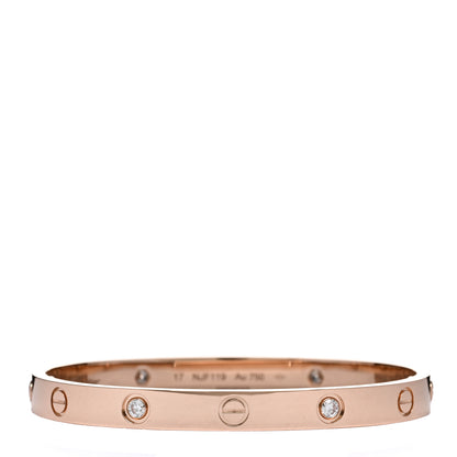 Cartier 18K Pink Gold 4 Diamond LOVE Bracelet 17 1 of 5