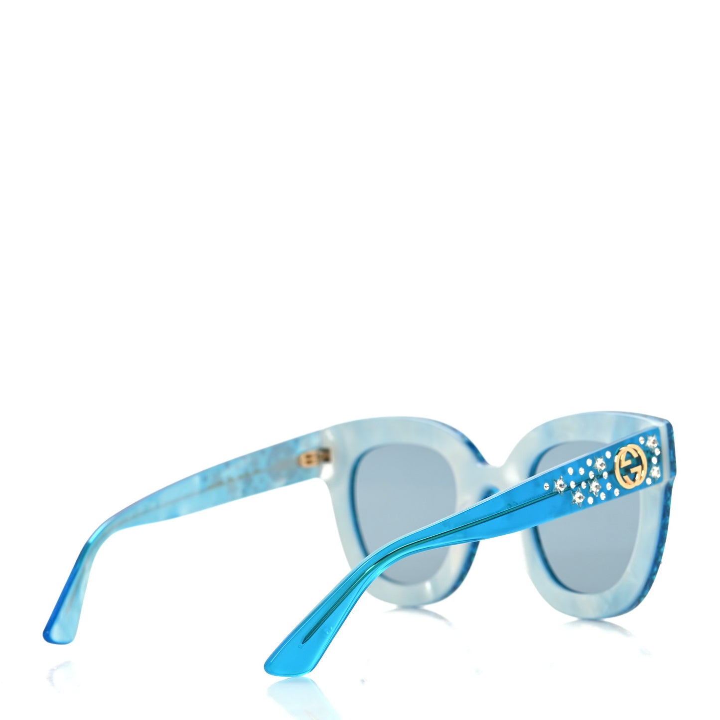 Acetate Crystal Oversize Star Sunglasses GG0116S Blue