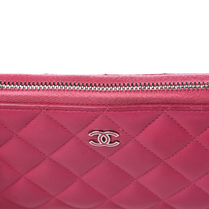Chanel Lambskin Quilted Large Gusset Zip Around Wallet Pink 13 of 15