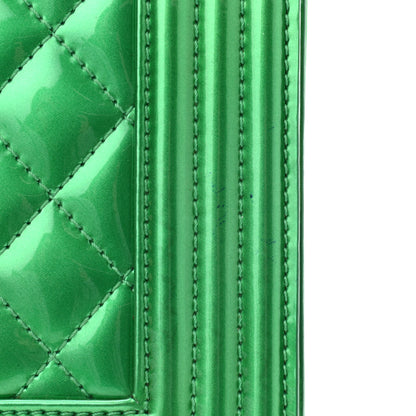Chanel Metallic Patent Calfskin Quilted Medium Boy Flap Green 13 of 14