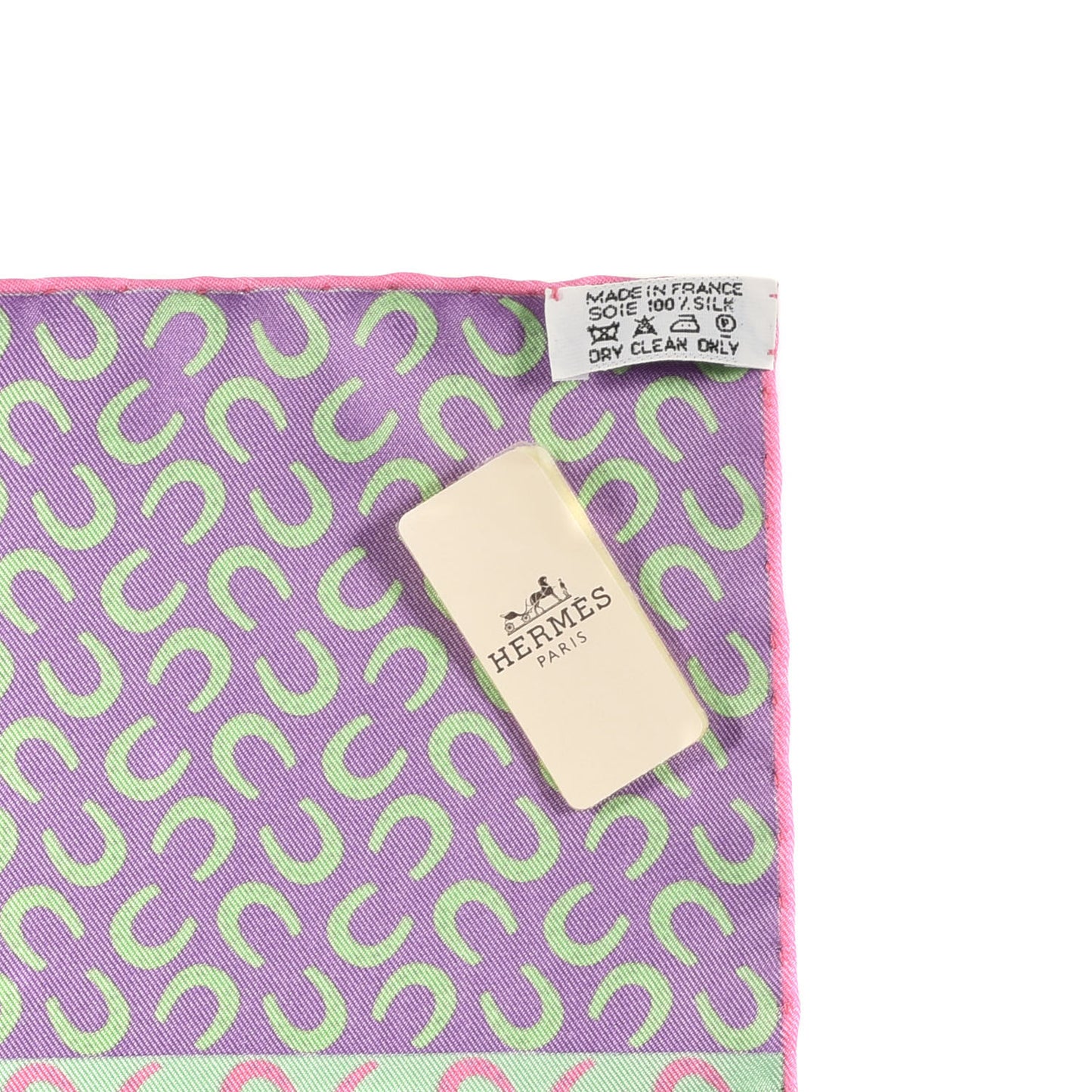 Silk A Cheval Sur Mon Carre Scarf 90 Vert Pale Mauve Rose Bonbon