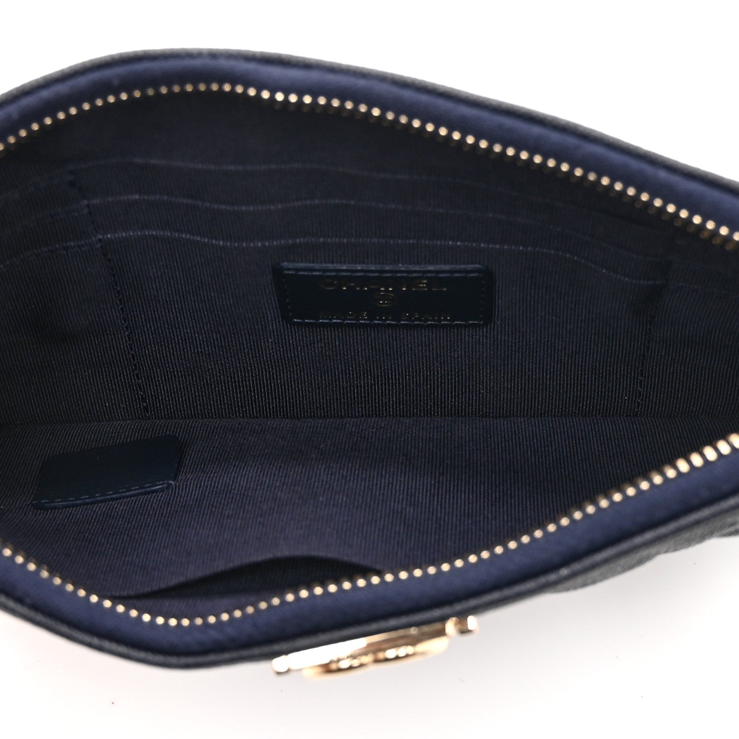 Chanel Caviar Quilted Small Zipped Boy Pouch Navy Blue 5 of 10