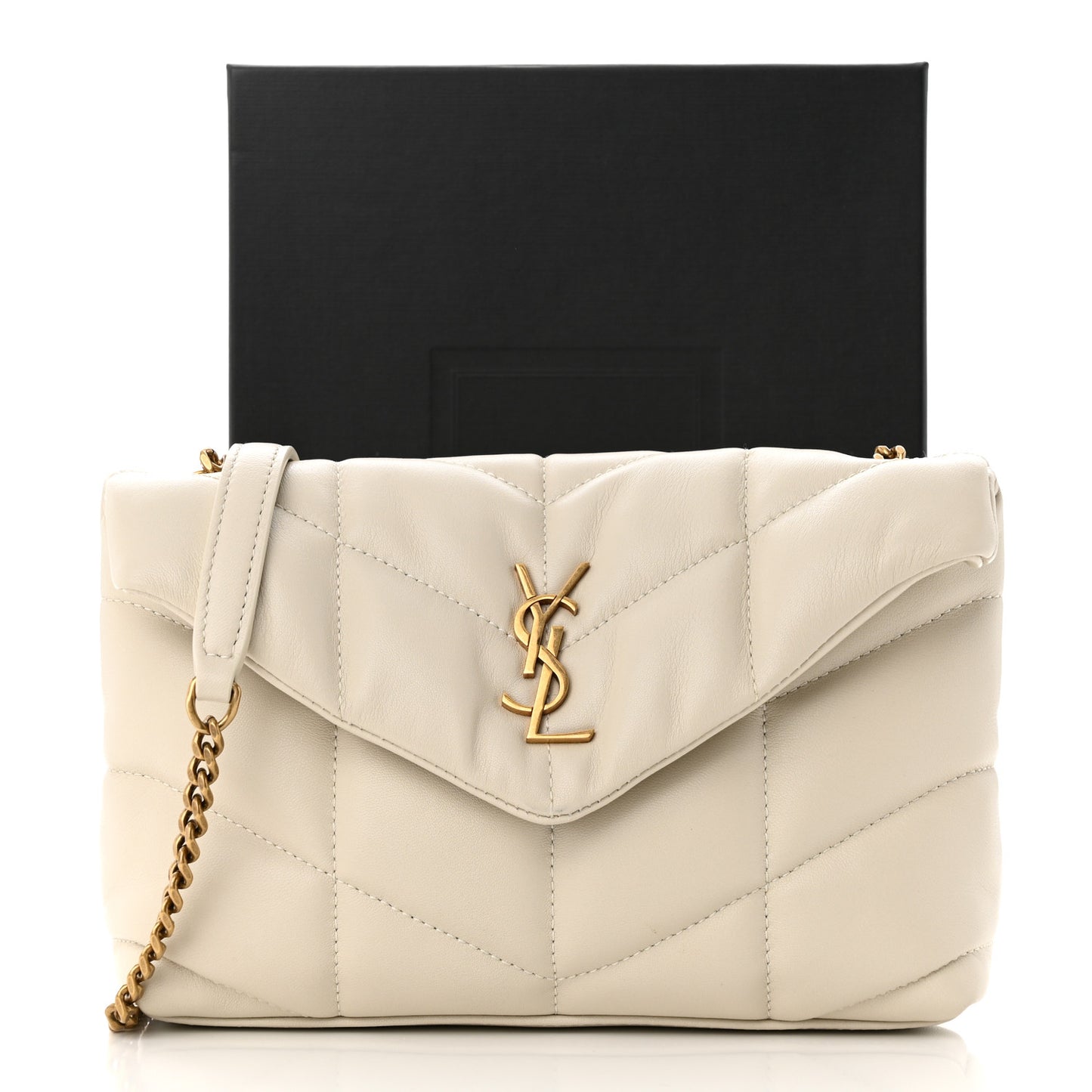 Lambskin Quilted Toy Loulou Puffer Monogram Chain Satchel Crema Soft