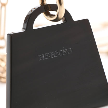 Hermes Permabrass Buffalo Horn Large Amulette Kelly Pendant Necklace 4 of 6