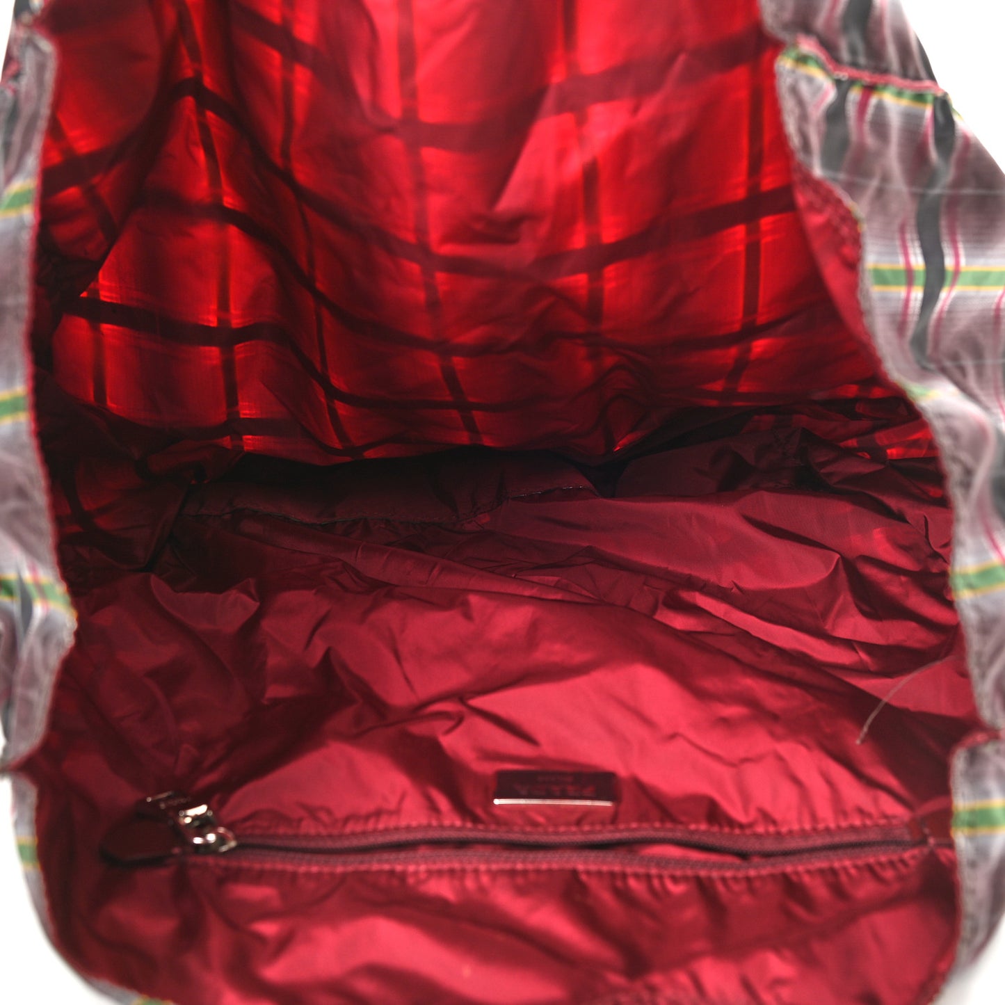 Tessuto Nylon Plaid Shopping Tote Multicolor