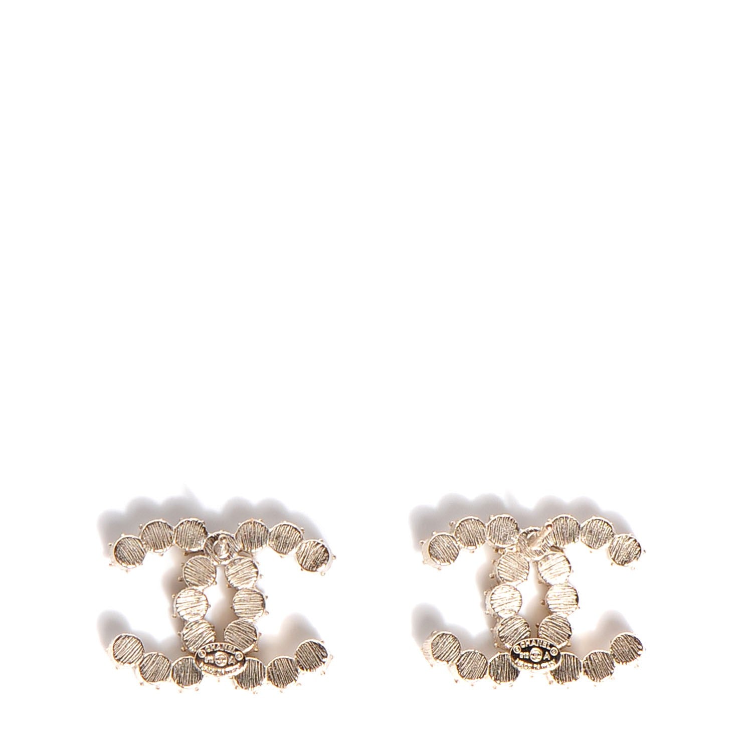 Chanel Crystal Poured Glass CC Earrings Gold 4 of 5