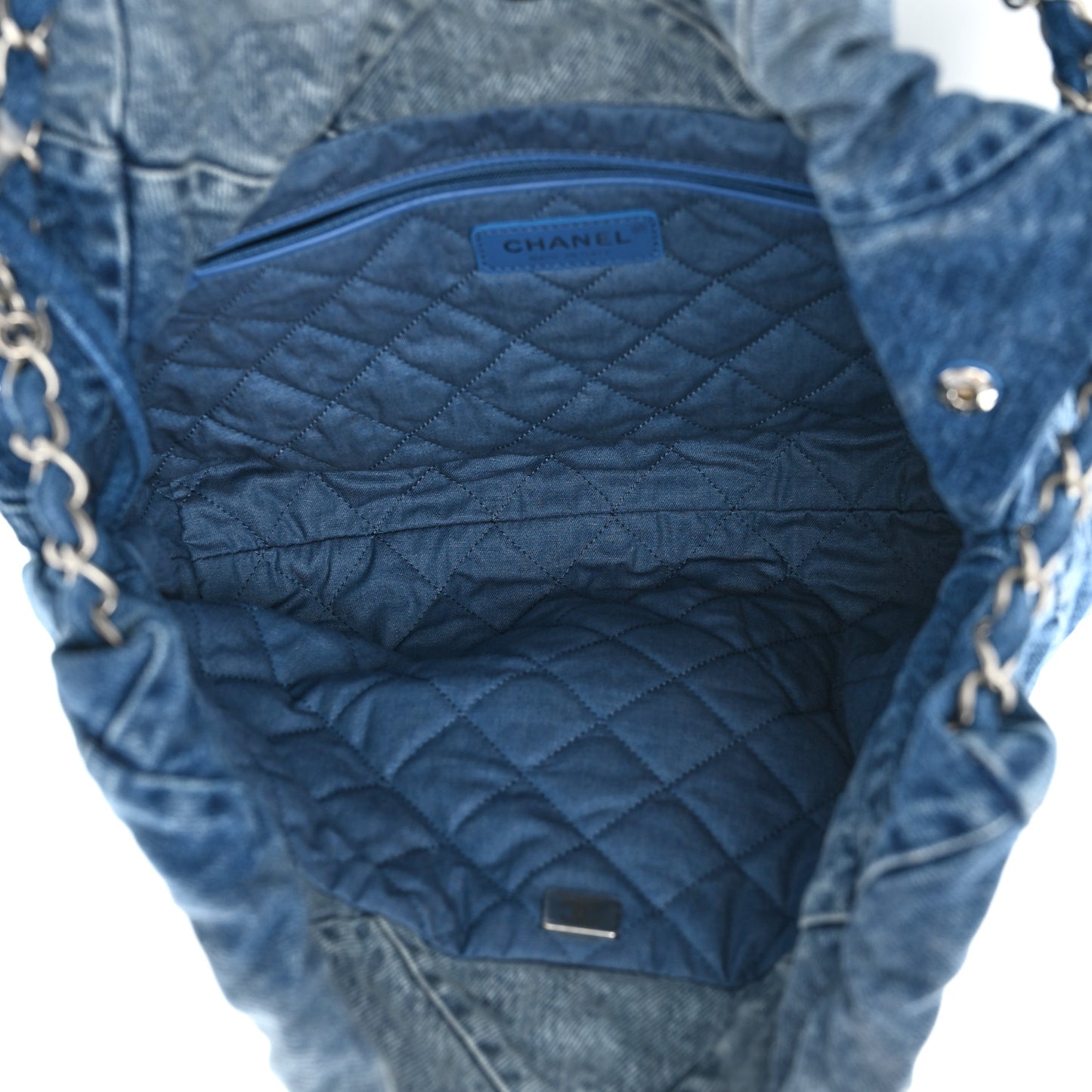 Denim Quilted Small Chanel 22 Blue