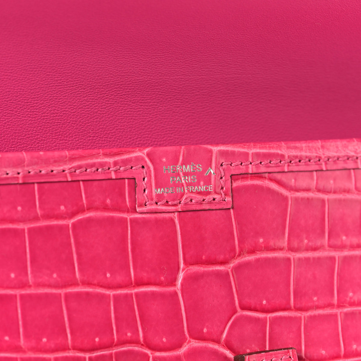 Hermes Shiny Niloticus Crocodile Jige Elan 29 Clutch Rose Tyrien 6 of 7