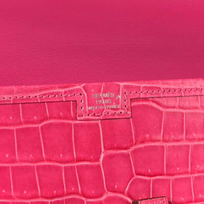 Hermes Shiny Niloticus Crocodile Jige Elan 29 Clutch Rose Tyrien 6 of 7