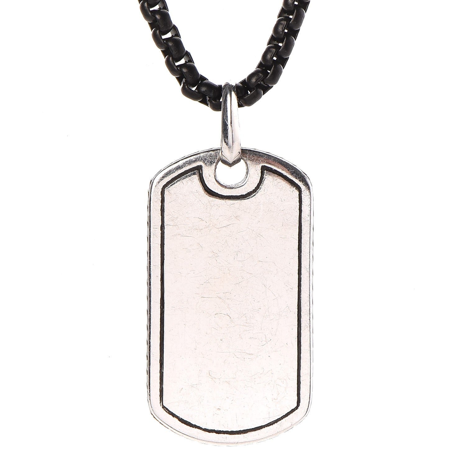 David Yurman Sterling Silver Sapphire Dog Tag Necklace 5 of 6