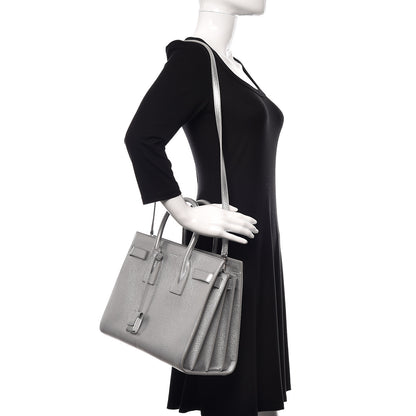 Saint Laurent Metallic Calfskin Small Sac De Jour Silver 2 of 9