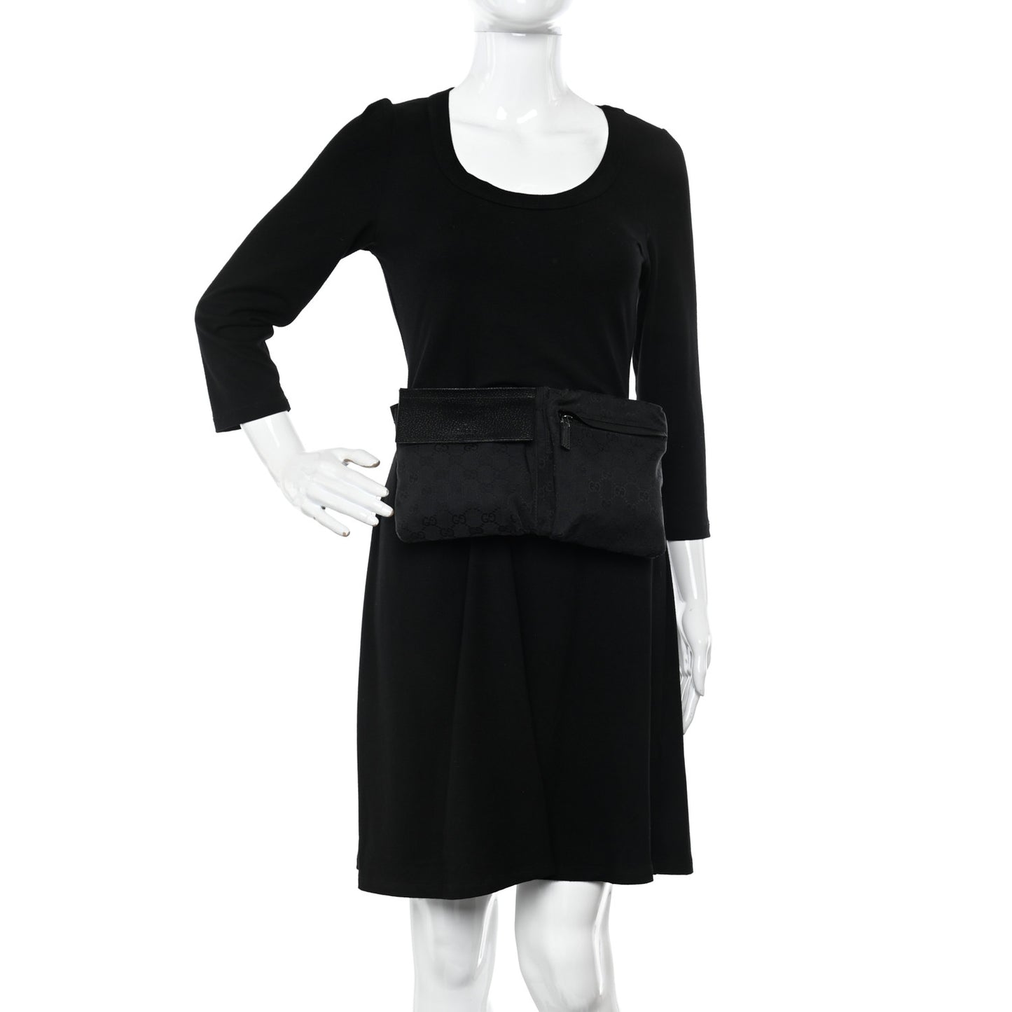 GG Monogram Double Pocket Belt Bag Black