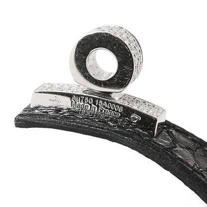 Hermes 18K White Gold Shiny Alligator Diamond Kelly Bracelet SH Black 5 of 7
