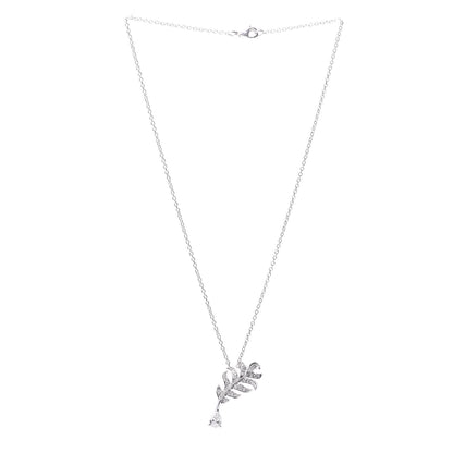 Chanel 18K White Gold Diamond Plume De Necklace 3 of 5