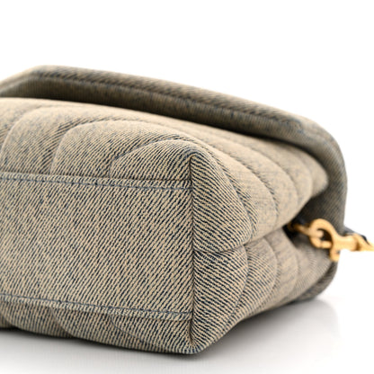 Saint Laurent Denim Y Quilted Monogram Toy Loulou Crossbody Bag Grey 10 of 11