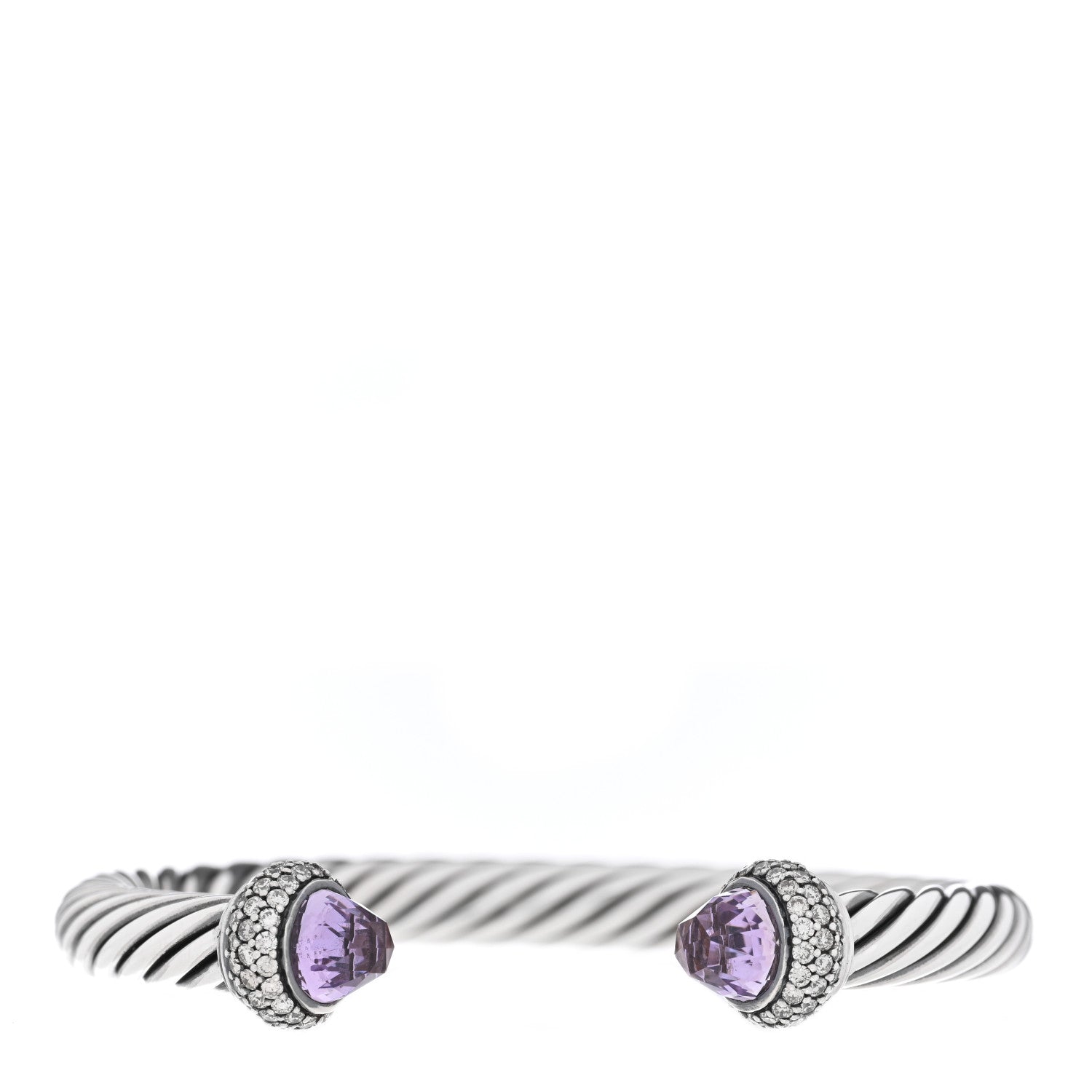 David Yurman Sterling Silver Diamond Lavender Amethyst 7mm Cable Bracelet 1 of 3