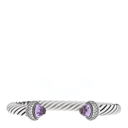 David Yurman Sterling Silver Diamond Lavender Amethyst 7mm Cable Bracelet 1 of 3