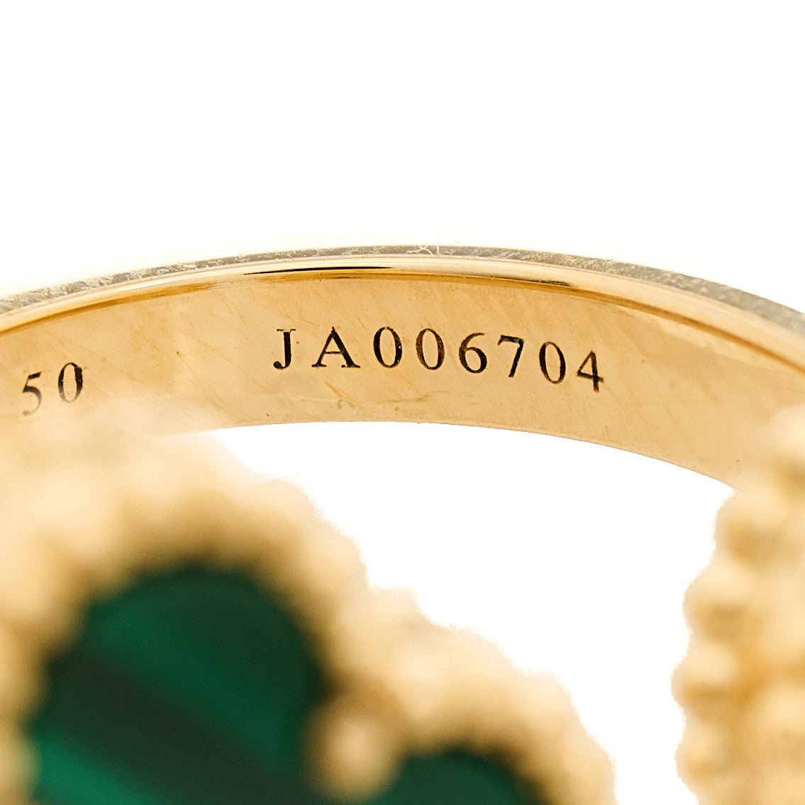 Van Cleef & Arpels 18K Yellow Gold Malachite Magic Alhambra Between the Finger Ring 50 5.25 5 of 8