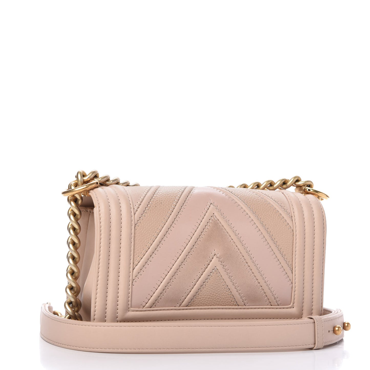 Caviar Suede Calfskin Chevron Quilted Small Boy Flap Light Pink