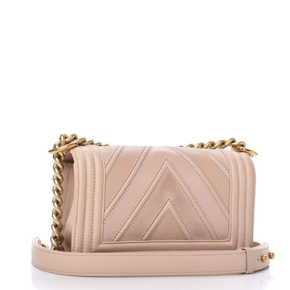 Chanel Caviar Suede Calfskin Chevron Quilted Small Boy Flap Light Pink 3 of 10