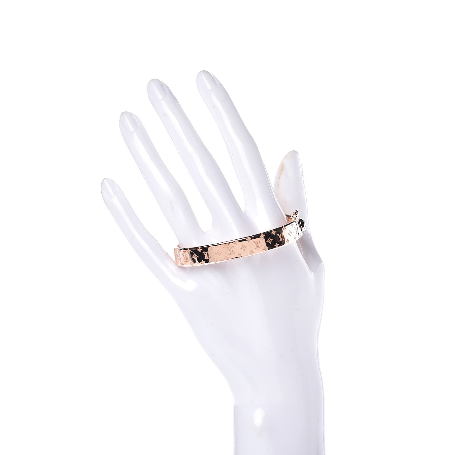 Louis Vuitton Brass Monogram Nanogram Cuff S Pink Gold 2 of 7