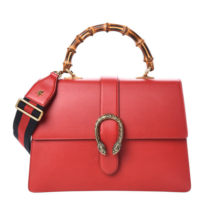 Gucci Moon Calfskin Web Large Dionysus Bamboo Top Handle Bag Hibiscus Red 1 of 10