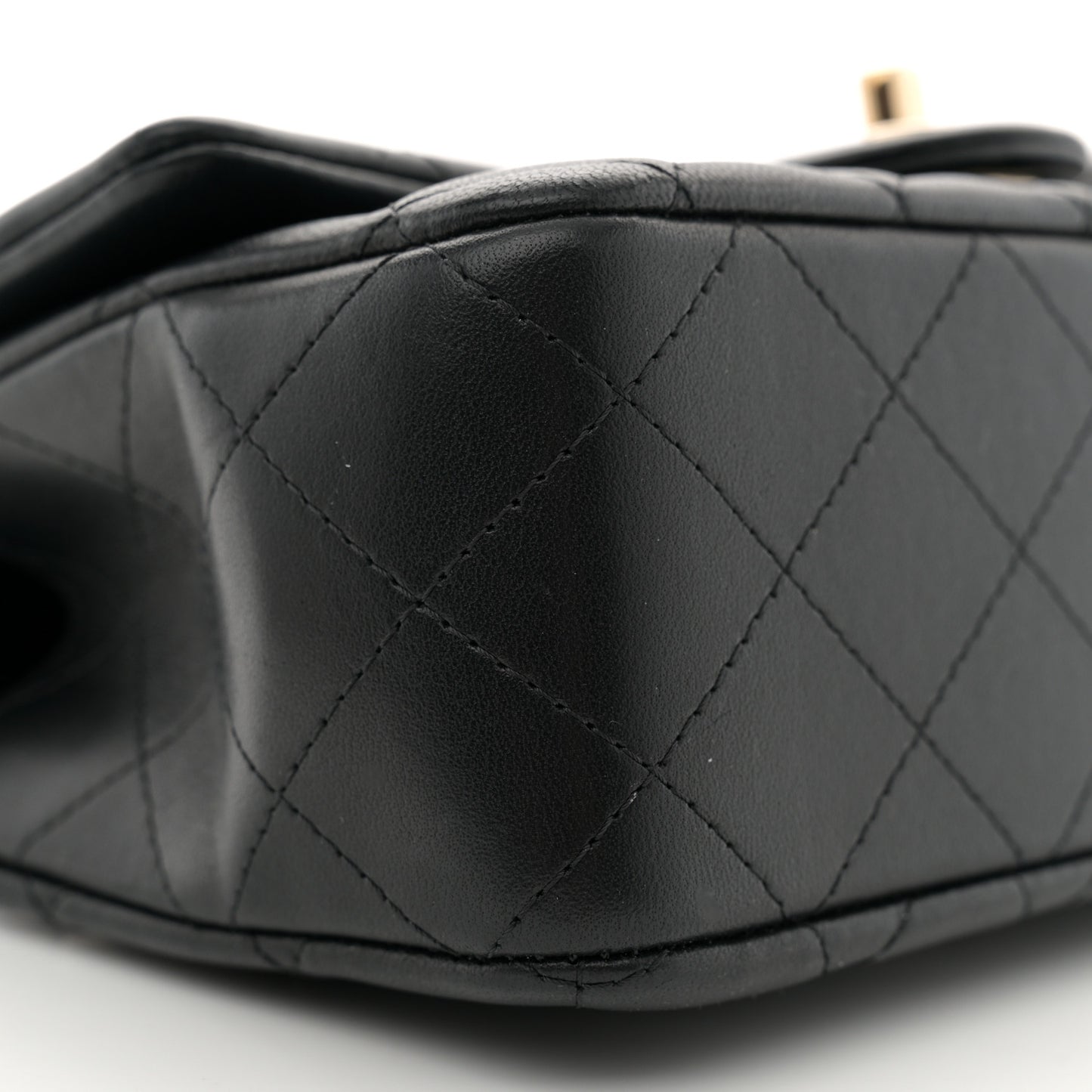 Lambskin Quilted Mini Top Handle Rectangular Flap Black