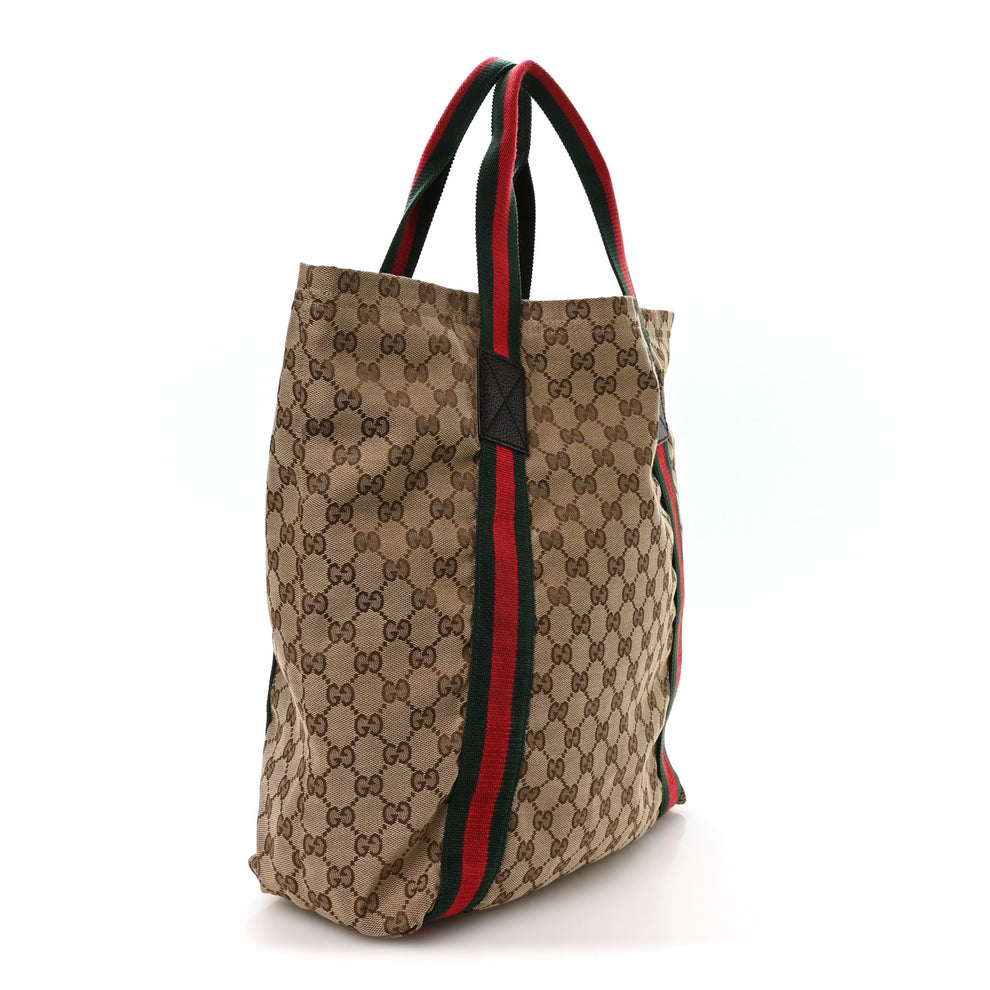 Gucci GG Monogram Medium Web Handle Vertical Tote Dark Brown 1874897 ...
