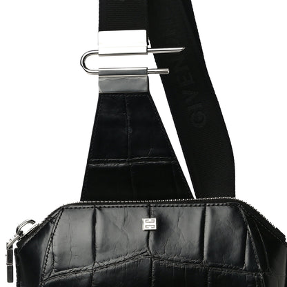 Givenchy Calfskin Crocodile Embossed Antigona U Crossbody Bag Black 8 of 12