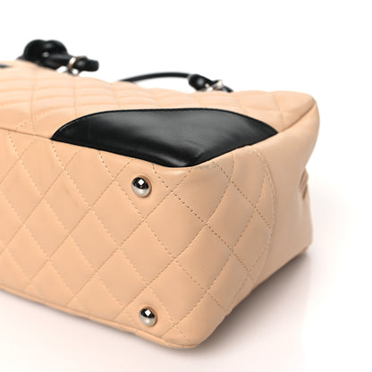 Chanel Calfskin Quilted Large Cambon Bowler Beige Black 9 of 10
