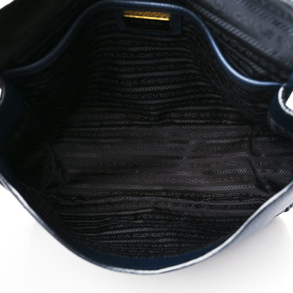 Prada Vitello Daino Flap Crossbody Bag Baltico 5 of 10