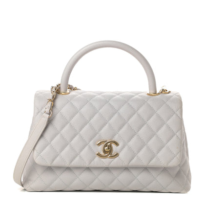 Chanel Caviar Quilted Small Coco Handle Flap Light Grey 1 of 12