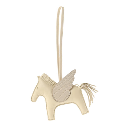 Hermes Milo Lambskin Matte Alligator Touch Grigri Rodeo Pegase Horse Bag Charm MM Craie Nata Beton 1 of 4