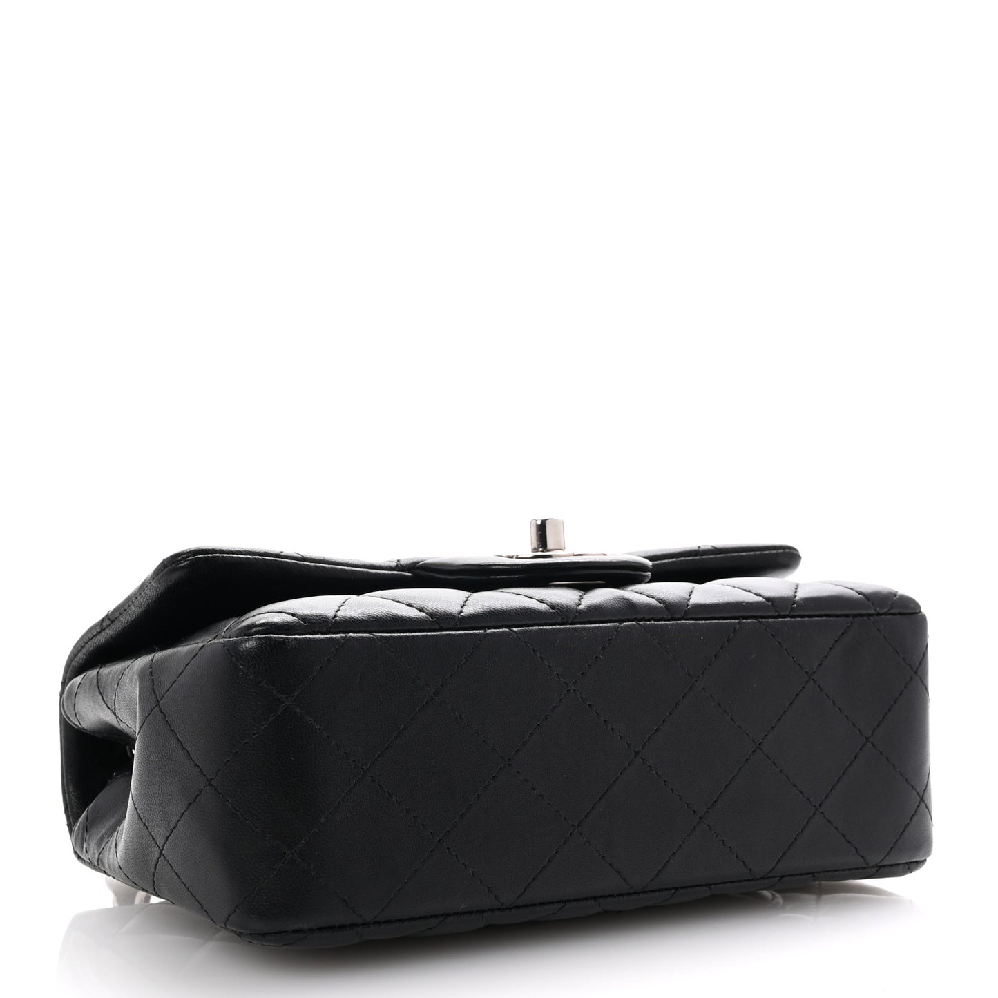 Lambskin Quilted Mini Rectangular Flap Black