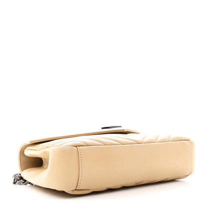 Saint Laurent Sheepskin Matelasse Chevron Monogram Medium College Bag Dark Beige 4 of 13