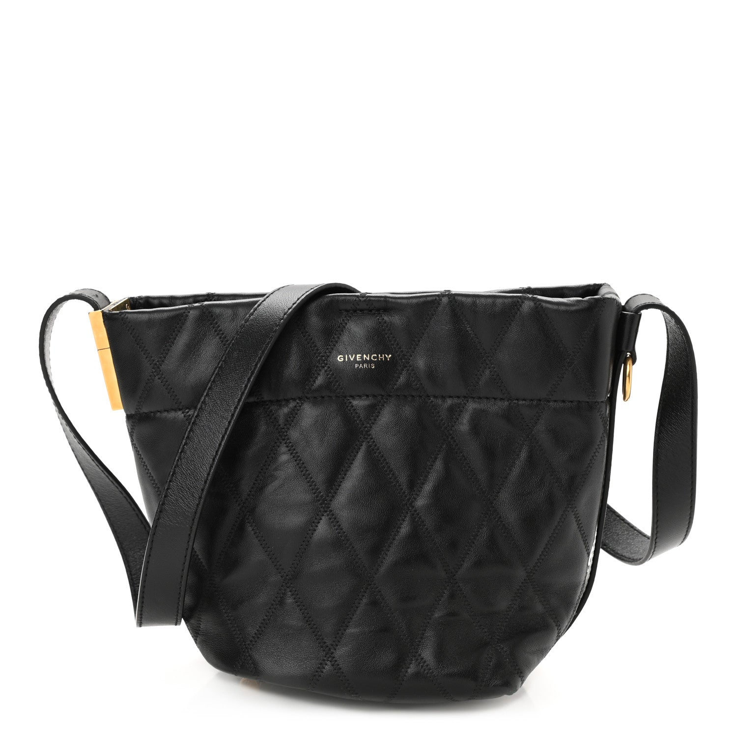 Givenchy Lambskin Quilted Mini GV Bucket Bag Black 1 of 8
