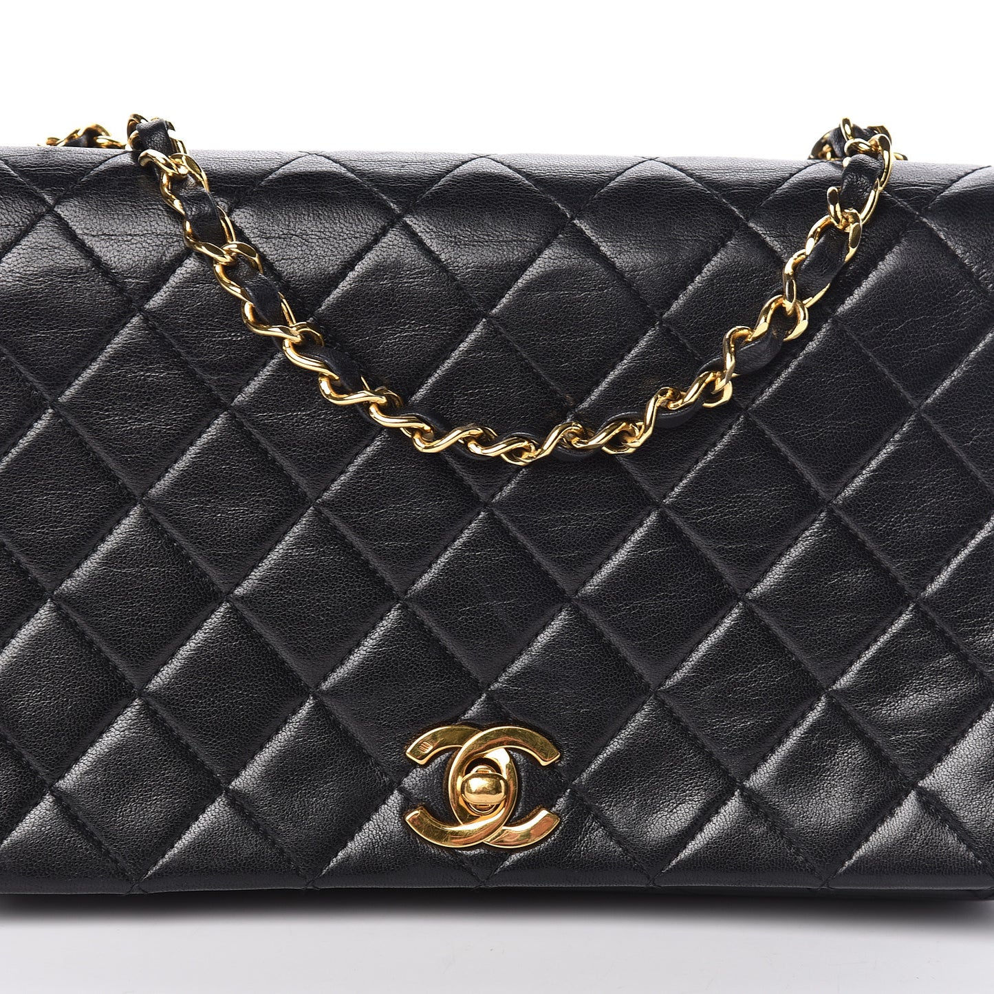 Lambskin Quilted Small Single Flap Black
