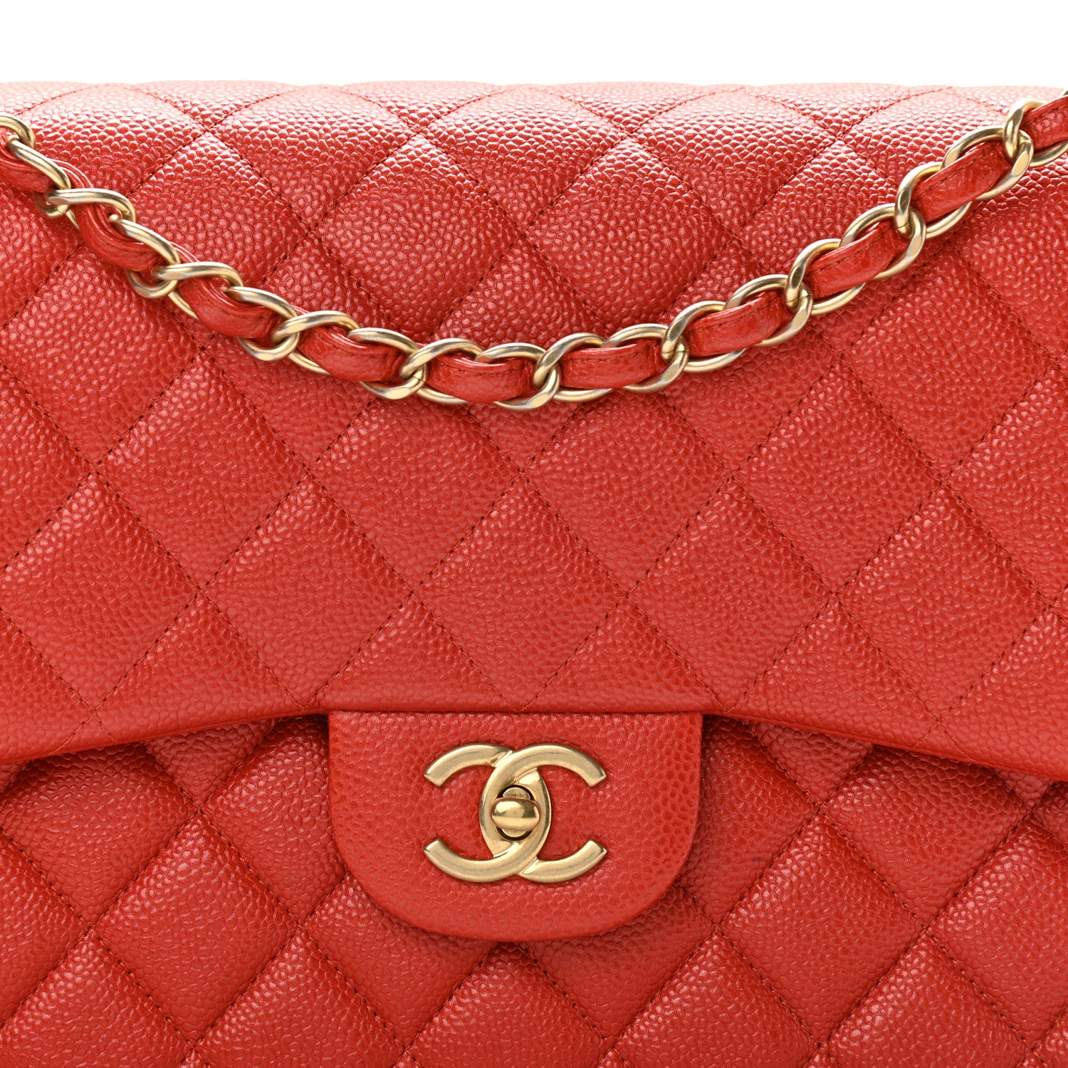 Chanel Caviar Quilted Jumbo Double Flap Red 8 of 10